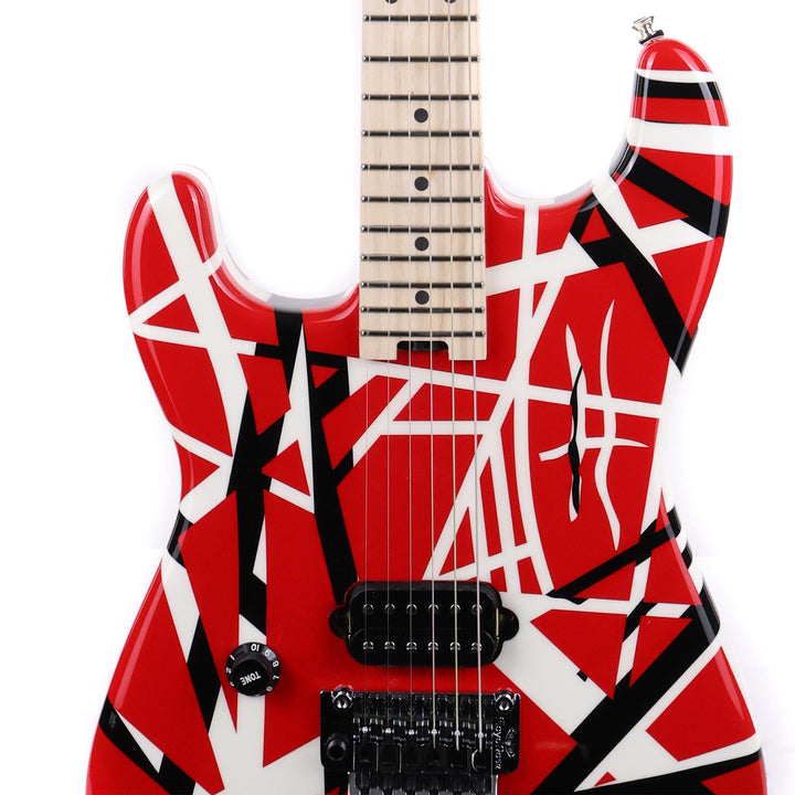 EVH Striped Series Left-Handed Red with Black and White Stripes