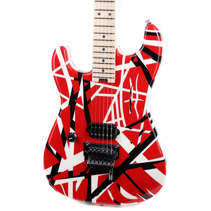 EVH Striped Series Left-Handed Red with Black and White Stripes